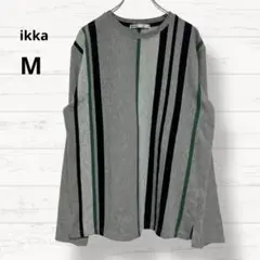 【ikka】長袖カットソー ストライプ カジュアル M 2842