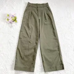 【美品】 ジャンニロジュディチェ タック ワイドパンツ (XS) 薄手 カーキ