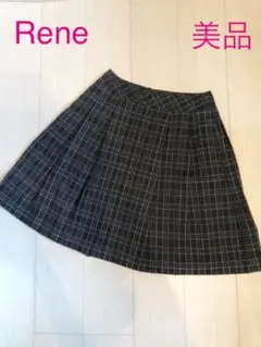 Rene チェック柄 タックスカート フレアスカート プリーツスカート