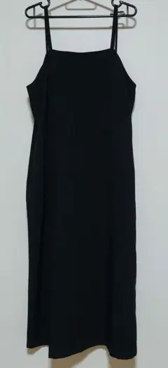 美品　ロングキャミワンピース　Iライン　L　ブラック