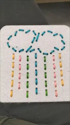 カラフルな雨雲の刺繍デザイン
