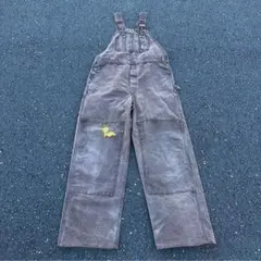 Carhartt オーバーオール ブラウン us古着 ダック地 レザーパッチ