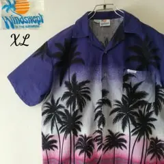 BAHAMAS アロハシャツ XL パームツリー マジックアワー 紫