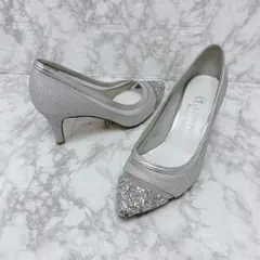 美品✨DIANA シルバーグリッターパンプス 23.5