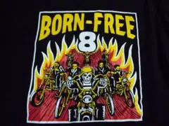 BORN-FREE 8 ブラック ポケット Tシャツ スカル バイカー