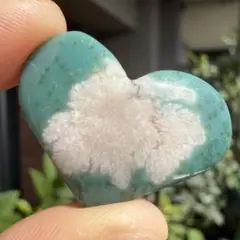 高品質　グリーン桜瑪瑙　ハート　握り石　ピンクアメジスト　底面磨き　自然石②