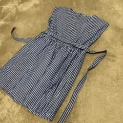 ノースリーブ青白ストライプワンピース