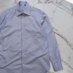 LUCA VERDICCHIO ハンドメイド L/Sシャツ 青×白ストライプ L