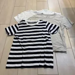 無印良品　130 無地　ストライプ Tシャツ 3枚セット