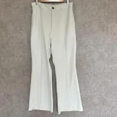 ジーユー(XL)カットソーカラーフレアスラックス＊パンツ＊オフィス＊伸縮性＊裏地