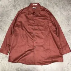 ジェフリービーン 長袖シャツ サテン 襟付き XL 赤 無地 ソリッド