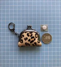 ミニがま口★ハラコレザー本革・レオパード柄★ハンドメイド❶訳あり値下げ