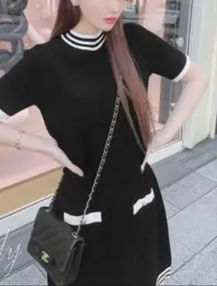 rady ニットラインワンピース　バイカラー　ブラック　美品