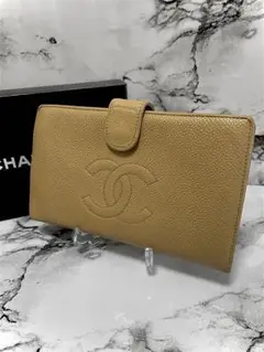 CHANEL キャビアスキン 長財布 ベージュ