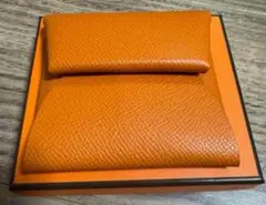 【美品】HERMES エルメス バスティア 小銭入れ オレンジ系 W刻印