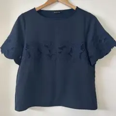 ketty ネイビー レース袖 半袖シャツ
