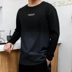 ⭐︎Tシャツ メンズ 長袖 長袖Tシャツ グラデーション 黒 グレー Mサイズ