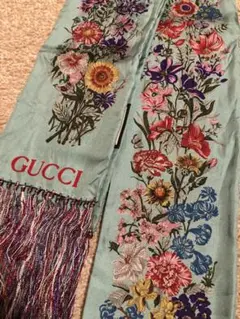 GUCCI花柄ロングスカーフ シルク 希少