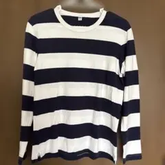 #ユニクロ #メンズ　ボーダー 長袖Tシャツ ネイビー×ホワイト カジュアル