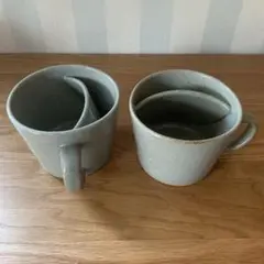 未使用 日本製 モダン 萬古焼 カフェオレ カップ マグカップ 2個