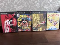 PS2ソフト4本セット（GT3, クラッシュ, DBZ, ぴょんぴょんマウス）