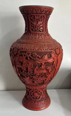 堆朱壺 堆朱 花瓶 中国堆朱（ついしゅ）花瓶