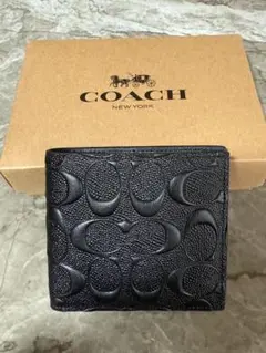 COACH ブラック 二つ折り財布 F75363 新品未使用