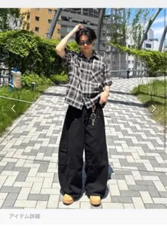 黒白チェック 半袖シャツ