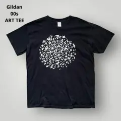 希少プリント！00s ギルダン アート Tシャツ ビンテージ 黒 ブラック L