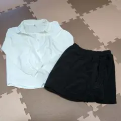 白シャツと黒ショートパンツセット 100cm