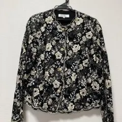 花柄刺繍 ノーカラージャケット