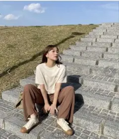 onetomeシャーリングワイドパンツ
