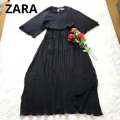 美品　ZARA　プリーツスカート　パーティー　ドレスアップ　ブラック　　スリット