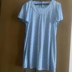 courrèges 水色ドット柄半袖チュニック
