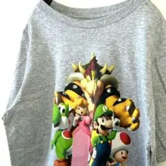 スーパーマリオ クッパ ヨッシー ルイージ Tシャツ XL グレー 古着