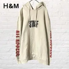 Ｈ&M♡エイチアンドエム 長袖ロゴパーカー ベージュ スウェット S 古着
