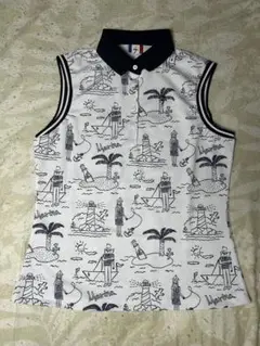 【美品】CASTELBAJAC ノースリーブポロシャツ　マリン柄　95（S）