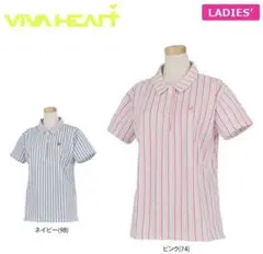 ビバハート(VIVA HEART) 鹿の子 ストライプ柄 半袖ポロシャツ