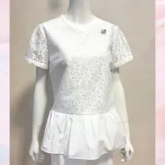 ホワイト レース ストライプ ブラウス スーパービューティ【新品・未使用】
