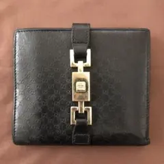 GUCCI 折り財布 二つ折り ジャッキー GG レザー ブラック