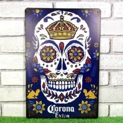 696番】コロナビール シュガースカル メキシコ カラベラ お酒 ブリキ看板