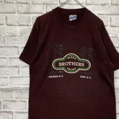 USA製90sヴィンテージTシャツ！シングルステッチ　ブラウン半袖古着L23