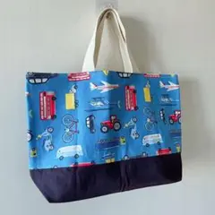 レッスンバッグ 保育園バッグ 幼稚園バッグ ハンドメイド 車柄 バス飛行機 働車