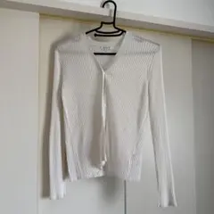 PLST ホワイト Vネック カーディガン M