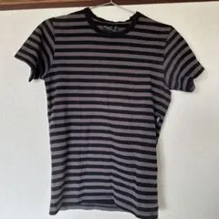 ストライプ Tシャツ 黒とグレー トカゲロゴ
