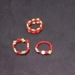 ハンドメイド　指輪３点セット
