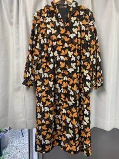 美品下北沢古着ロングワンピース花柄シャツワンピース（長袖）