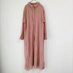 〈ルクールブラン〉ロングシャツワンピース　ピンク　スリット　ポケット　38