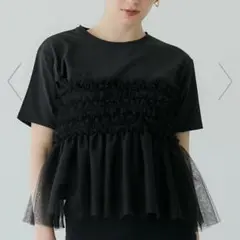 coca シルキータッチチュール ドッキングTシャツ　ブラック　Sサイズ　新品