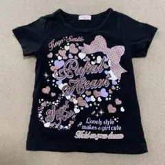 黒のハートリボンTシャツ 100cm